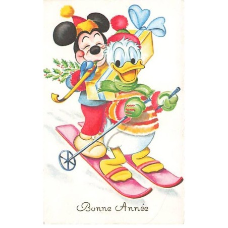 n°25426 - Bonne Année - Mickey et Donald sur des skis