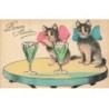 n°25427 - Bonne Année - Chat sirotant une Boisson