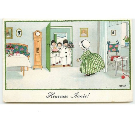 n°11955 - MM Vienne n°1235 - Pauli Ebner  Heureuse Année - Enfants habillés en Pierrot apportant des fleurs