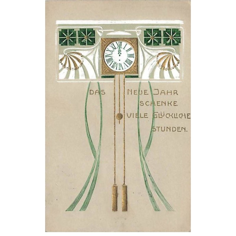n°25431 - Carte Gaufrée - Art Nouveau - Horloge