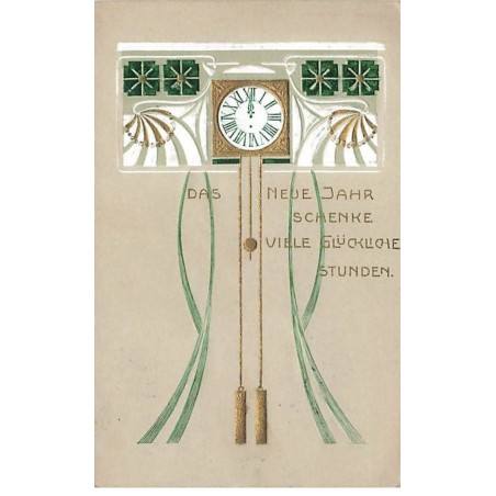 n°25431 - Carte Gaufrée - Art Nouveau - Horloge