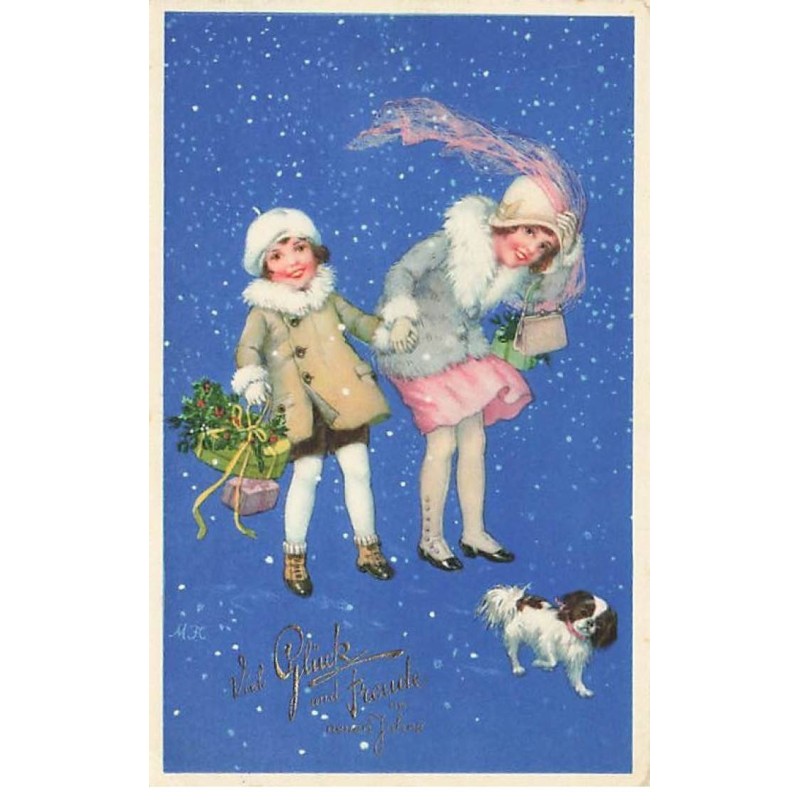 n°25432  - Nouvel An - M. Flatscher - Jeunes Filles par temps de Neige
