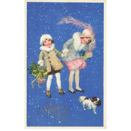 n°25432  - Nouvel An - M. Flatscher - Jeunes Filles par temps de Neige