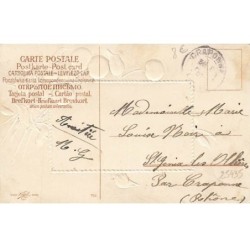 n°25435  - Carte Gaufrée - Bonne Fête - Clapsaddle - Portrait de Fillette dans un Cadre - Cerises