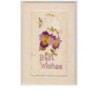 n°2553 - Carte Brodée - Best Wishes - Oiseaux blancs et fleurs