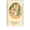n°2565 - MM Vienne n°1206 - Pauli Ebner - Angelots et femme regardant derrière un rideau