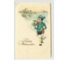 n°2584 - Fröhliche Weihnachten - Enfant habillé en bleu avec des cadeaux