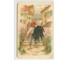 n°2594 - Carte Gaufrée - A Happy Easter - Coq humanisé montant des marches