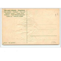 n°2594 - Carte Gaufrée - A Happy Easter - Coq humanisé montant des marches