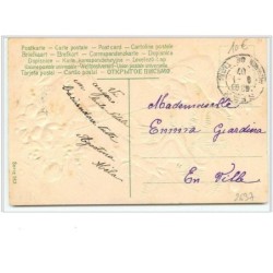 n°2637 - Carte  Gaufrée - Joyeux Noël - Angelots sonnant une cloche assis sur une branche de sapin