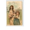 n°2646 - Carte Gaufrée - Joyeuses Pâques - Femme et fillette avec des oeufs