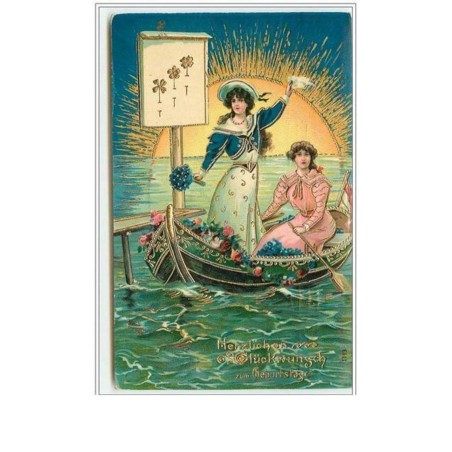n°2664 - Herzlichen Glückwunsch zum Neuen Jahre - Femmes dans une barque