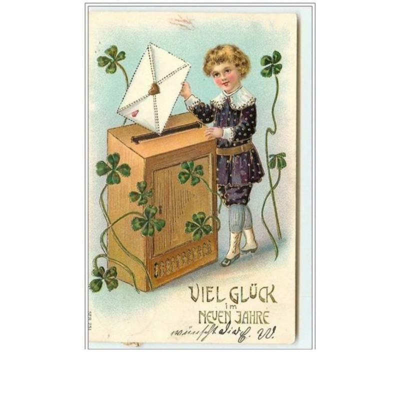 n°2671 - Carte Gaufrée - Viel Glück im neuen Jahre - Enfant postant une lettre