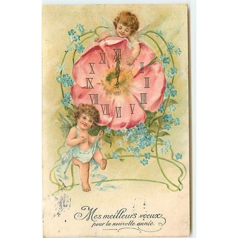 n°11974 - Carte Gaufrée - Mes Meilleurs Voeux pour la nouvelle année - Anges