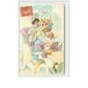 n°2698 -  Carte Gaufrée - Ange et femme dans une voiture