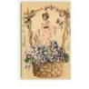 n°270 - Carte Gaufrée - Femme dans un panier de fleurs