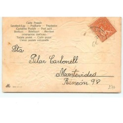 n°270 - Carte Gaufrée - Femme dans un panier de fleurs
