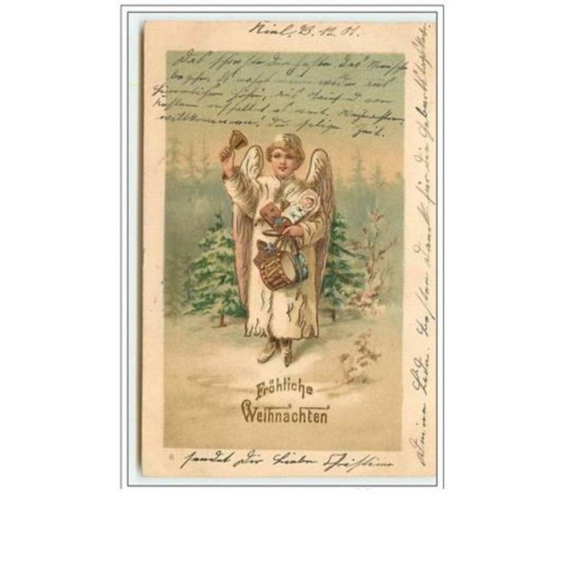 n°2747 - Carte légèrement Gaufrée - Fröhliche Weihnachten - Ange avec une cloche
