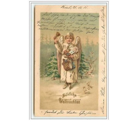 n°2747 - Carte légèrement Gaufrée - Fröhliche Weihnachten - Ange avec une cloche