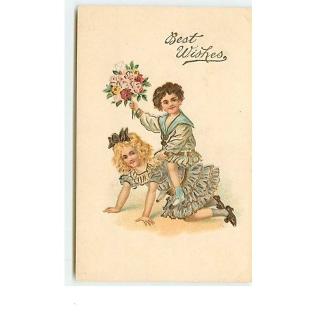 n°275 - Carte Gaufrée - Best Wishes - Enfants