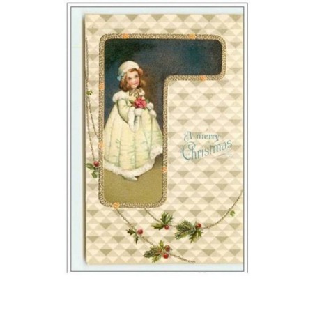 n°2784 - Carte Gaufrée - A Merry Christmas - Fillette