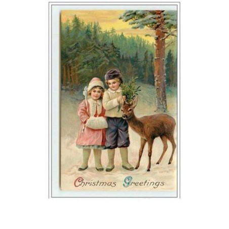 n°2790 - Christmas Greetings - Enfants et biche