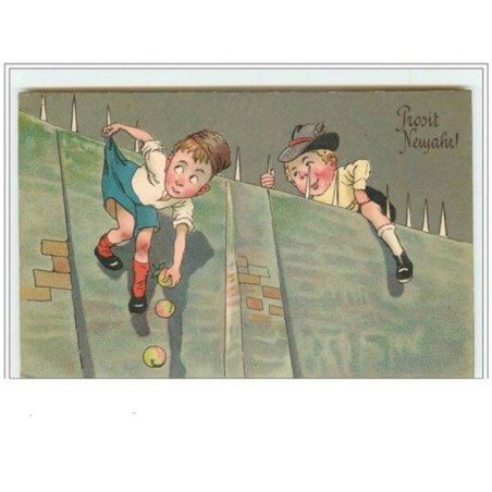 n°2798 - Prosit Neujahr - Enfant accroché sur les pics d'un mur