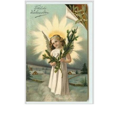 n°2826 - Carte Gaufrée - Fröhliche Weihnachten - Ange avec une branche de spain