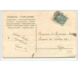 n°2874 - Carte Gaufrée - Heureuse Année - Têtes d'angelots dans un coeur