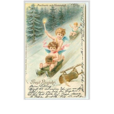 n°2879 - Prosit Neujahr - Angelots sur une luge