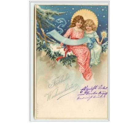 n°2920 - Fröhliche Weihnachten - Enfants sur une branche de spain
