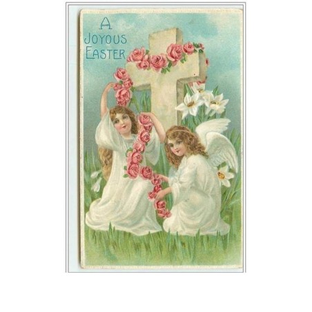 n°2929 - Carte Gaufrée - A Joyous Easter - Anges et croix