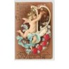 n°2940 - Carte Gaufrée - Angelot avec une lyre n°1