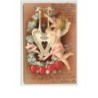 n°2941 - Carte Gaufrée - Angelot avec une lyre n°2