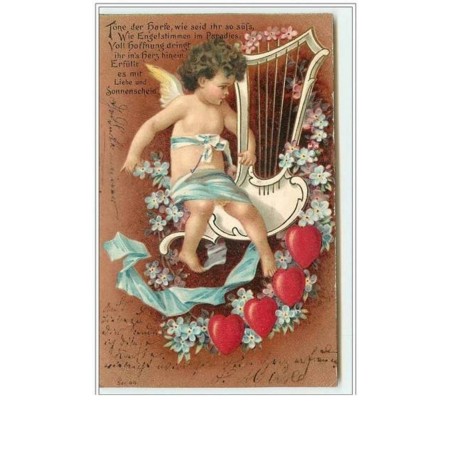 n°2942 - Carte Gaufrée - Angelot avec une lyre n°3