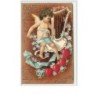 n°2942 - Carte Gaufrée - Angelot avec une lyre n°3