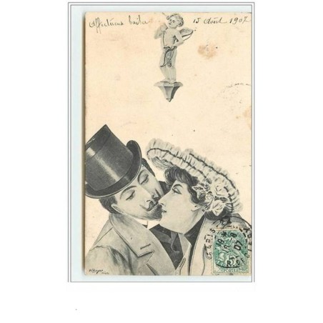 n°297 - A. Beyer Couple s'embrassant sous le regard d'un cupidon