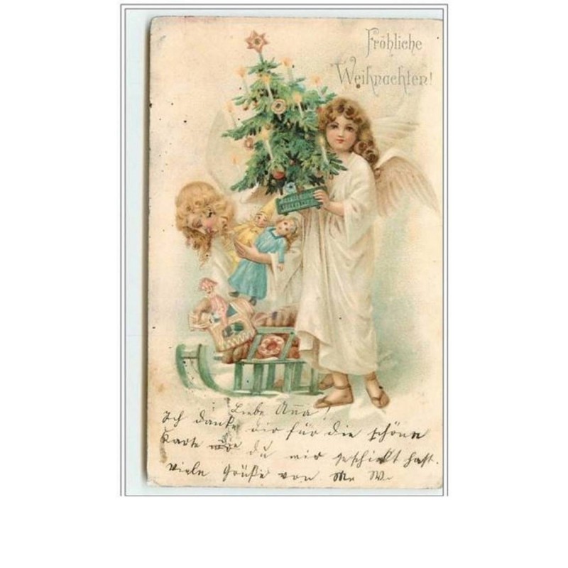 n°2979 - Fröhliche Weihnachten - Anges avec des poupées et un sapin