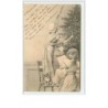n°298 - Femme faisant un sapin de Noël - chat - MM Vienne signée Wichera