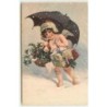 n°11995 - Ange apportant des cadeaux avec un Parapluie Noir