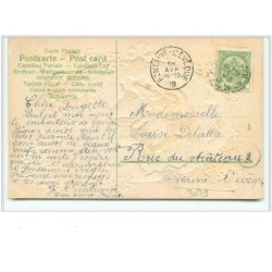 n°3039 - Carte Gaufrée - Joyeuses Pâques - Couple d'enfants dans un oeuf - fleurs rouges