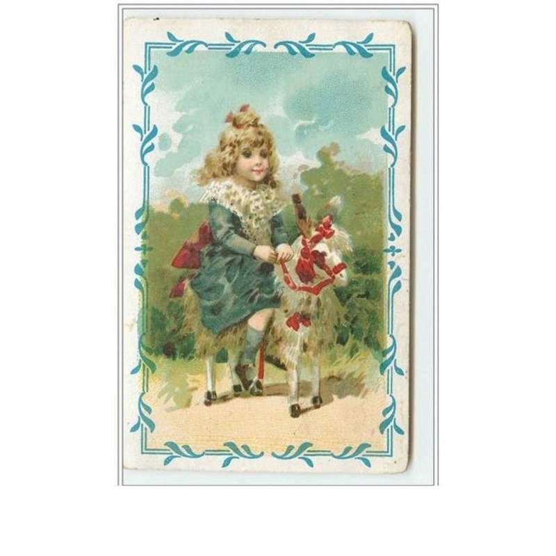 n°3049 - Fillette sur un cheval en bois