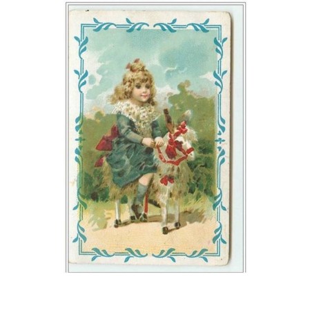 n°3049 - Fillette sur un cheval en bois