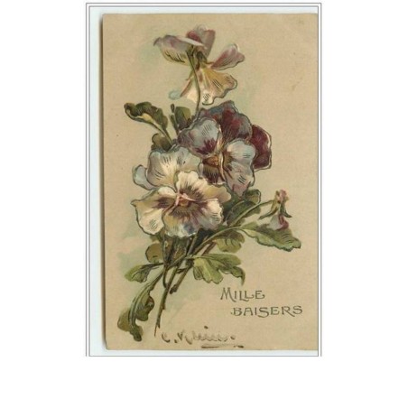 n°3070 - Catharina Klein - Carte gaufree - Mille Baisers - Pensees
