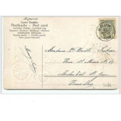 n°3076 - Carte Gaufree - Vroolijke Paaschen - Fillette tirant un oeuf