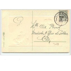 n°3078 - Carte Gaufree - Joyeuse Paques - Ennfants se protegeant avec un parapluie