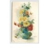 n°3106 - Catharina Klein - Bouquet de fleurs jaunes et rouges dans un vase bleu
