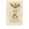 n°12002 - Carte Brodée - 1er Avril - Poisson dans un panier