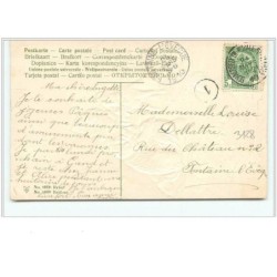 n°3128 - Carte Gaufree - Joyeuses Paques - Jeune Fille avec un agneau en bord de mer