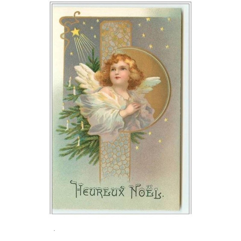 n°3233 - Heureux Noel - Clapsaddle - Angelot fond rose